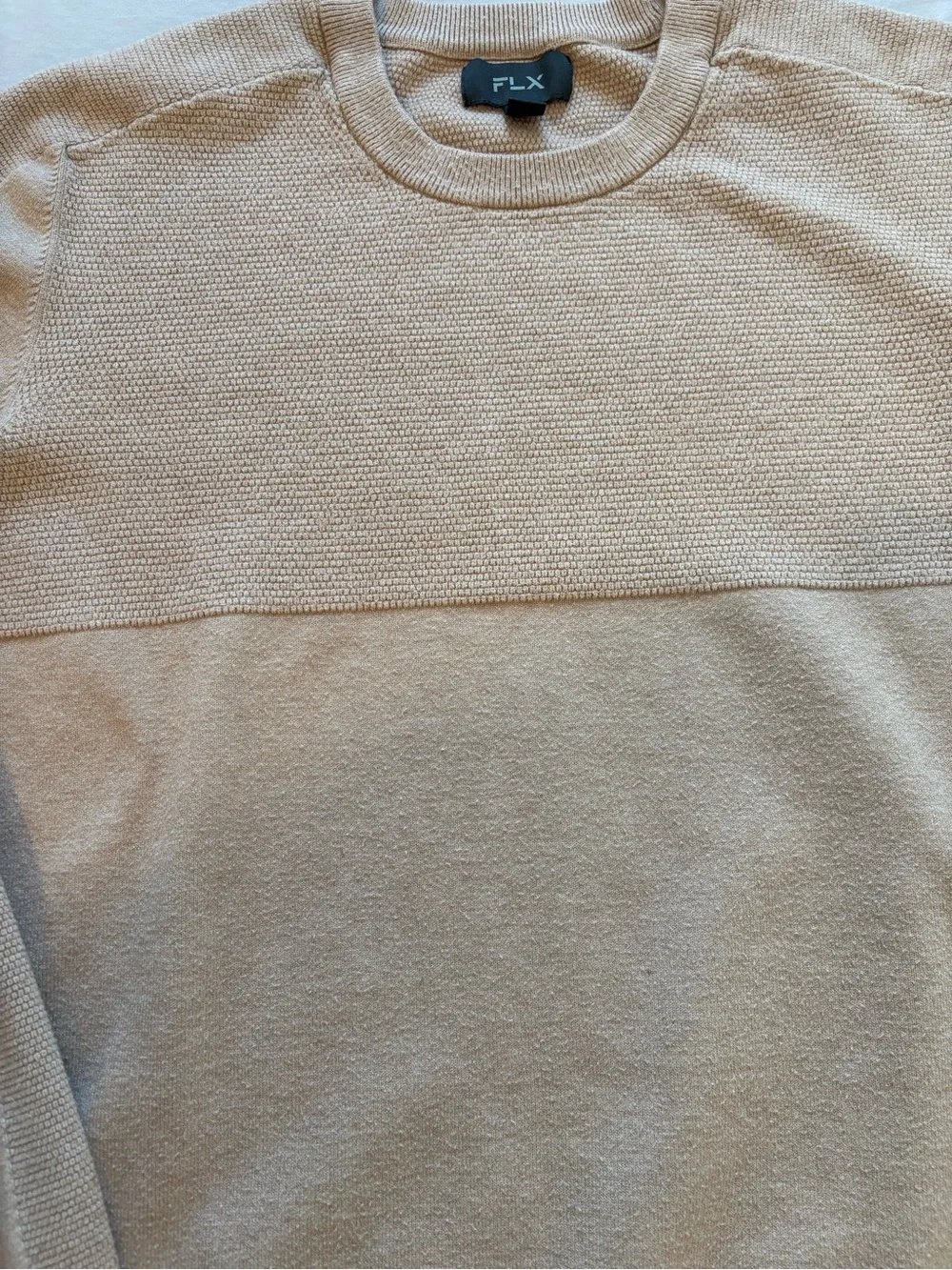 FLX Men’s Tan Textured Crewneck Sweater XXL